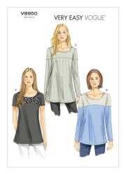 8950 VOGUE VERY EASY STRETCH KNIT SHORT - LONG SLEEVE TUNIC PATTERN 6-14 UNCUT